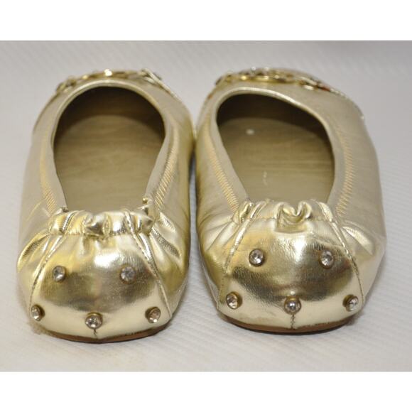 Stuart Weitzman Kids Marjorie Ballet Flat Shoe Gold 5 Pre-Owned - Picture 11 of 11